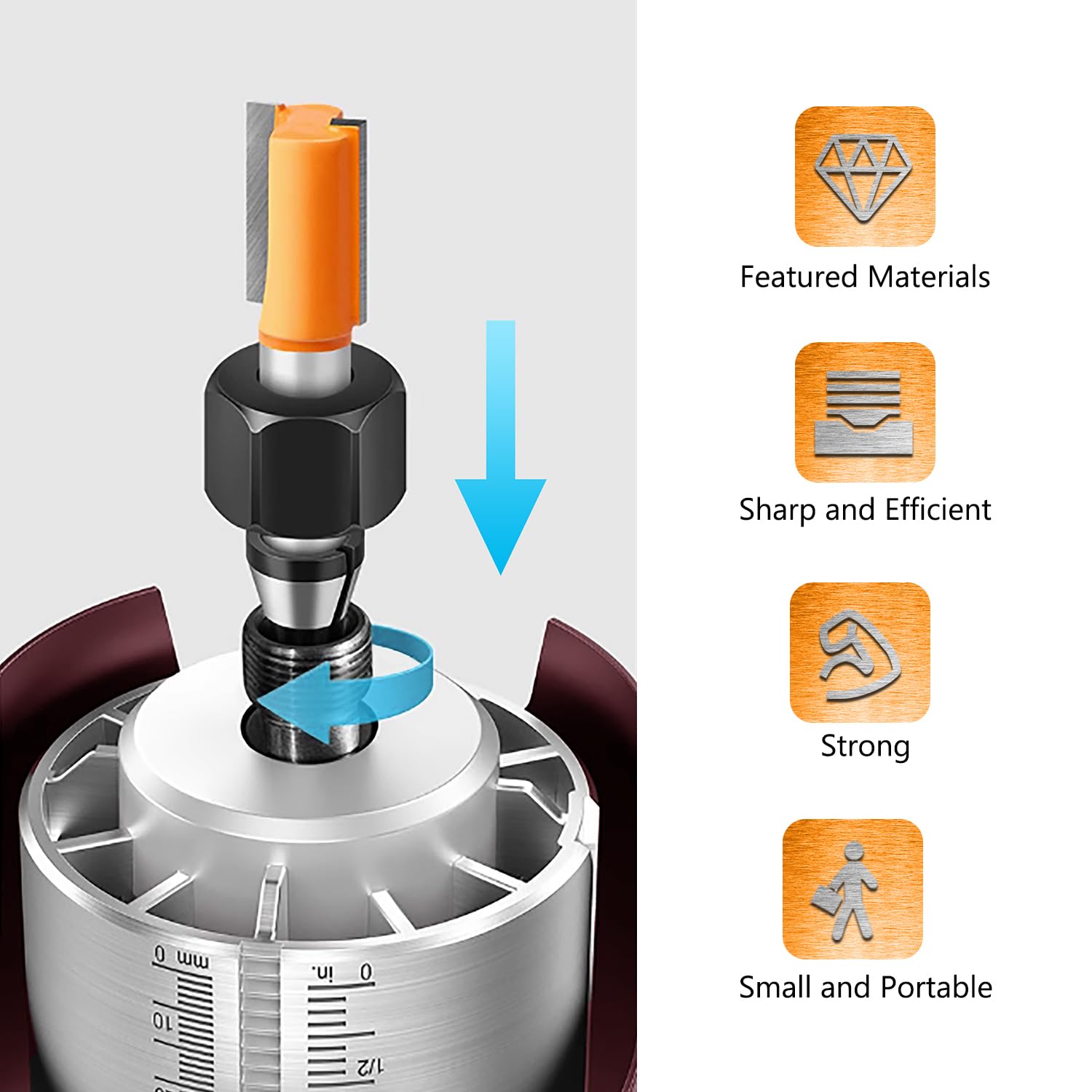 VooGenzek 2 PCS 6mm / 6.35mm Router Collet Chuck, Router Bit Collet Chuck, Trimmer Collet Adapter with Nut - Image 4