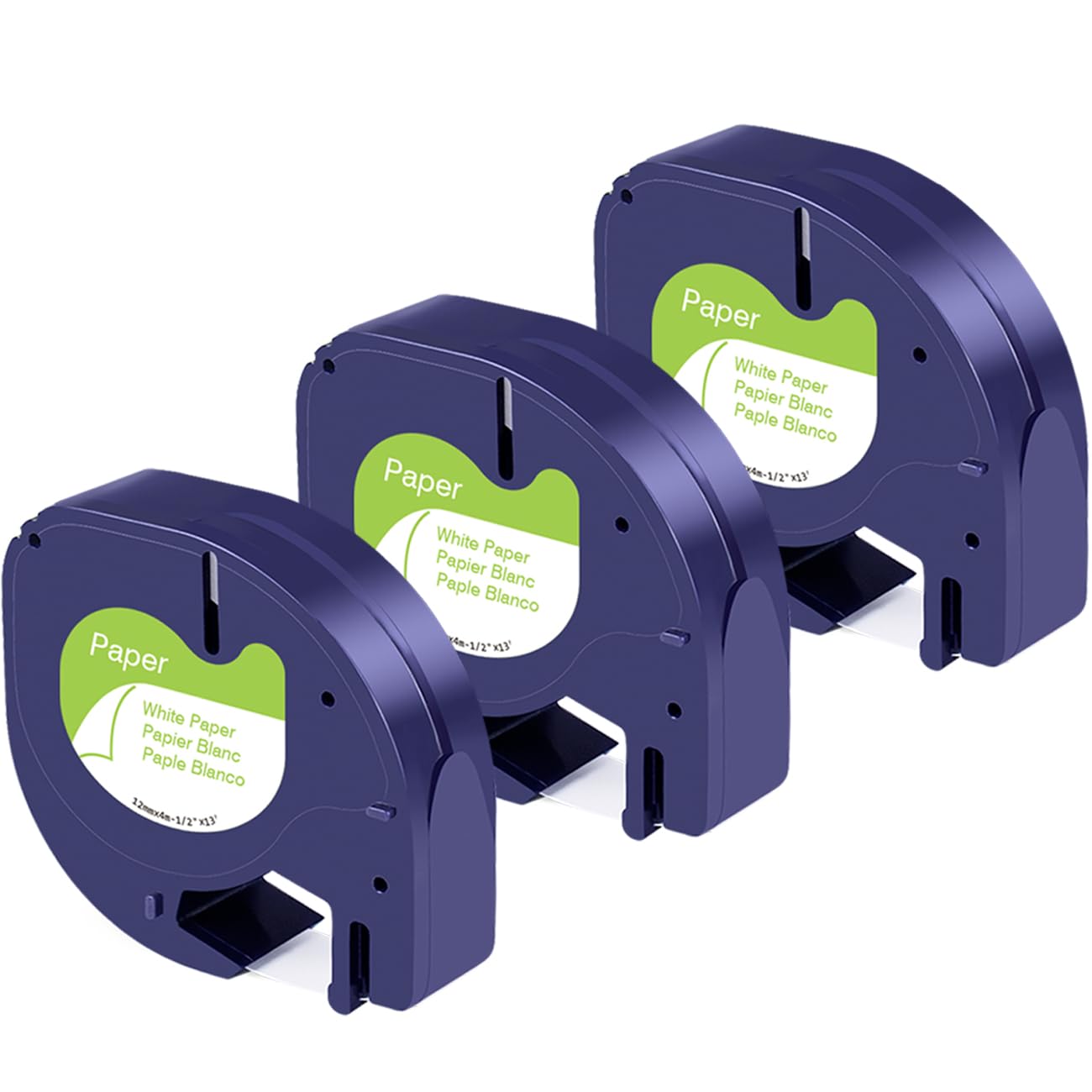 3PK Work for Dymo Letra Tag Label Maker Refills Replace with Dymo Letratag Label Maker Refills Paper Tape 91330 10697 12mm x 4m Letratag Black on