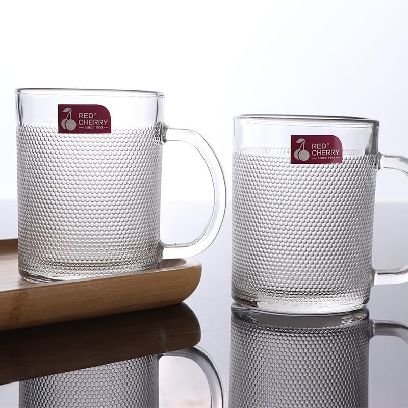 Image of SKDBPM Glass Coffee 250 ML Set of 2 Mugs Cups Aldan Mug Crystal Clear with Handle,Tea, Milk, Hot and Cold Drinks Mug Kitchen and Dining Tableware Dinnerware Set(Pack of 2)