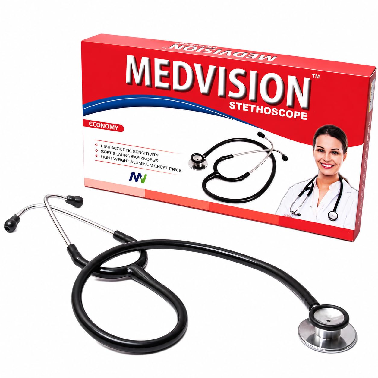 Economy Stethoscope for Doctors, Medical Students and Nurses, for heart care monitoring. accoustic stethoscope.-image-21