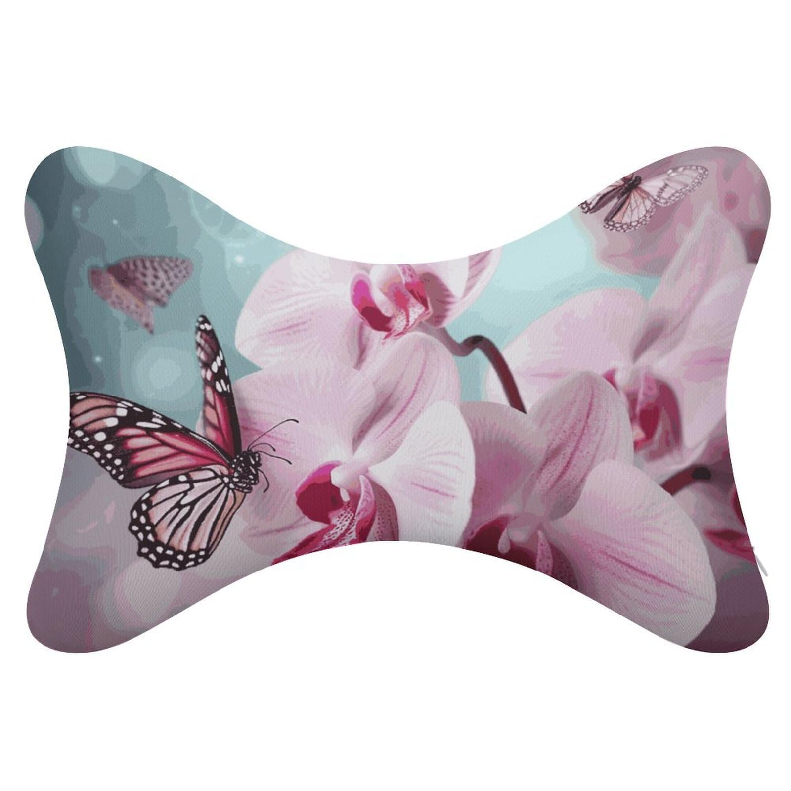 Almohada de primavera suave y fresca con diseño de orquídea, núcleo de almohada de espuma viscoelástica, cojín que proporciona apoyo para el cuello, almohadas de coche para viajes y oficinas