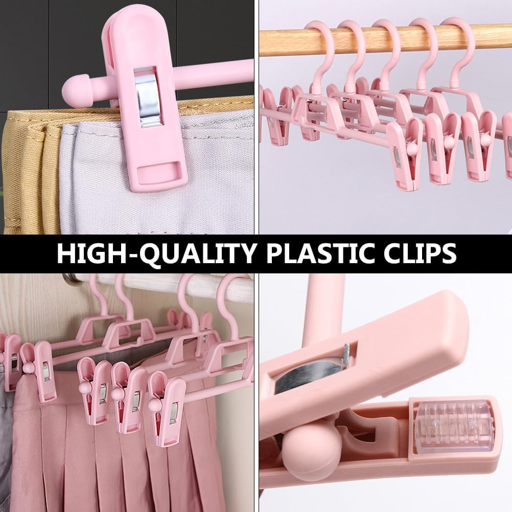 DOITOOL 10 Pack Non-Slip Pants Hangers with Adjustable Clips Plastic Clips for Household Coat and Pants Storage Space Saving Clothes Hangers for Closet and Laundry Organization