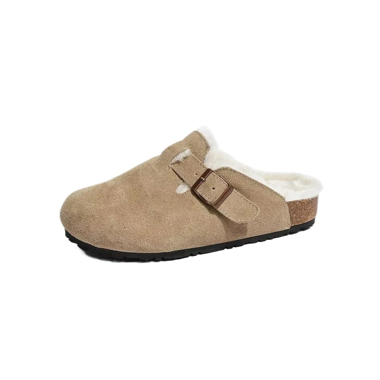 AYWTIUN Fluffy Slippers Women Ladies Indoor Casual Slippers Winter Women Outdoor Fleece Warm Slippers Low Female Mule Slippers for Women Comfortable(Khaki,39)