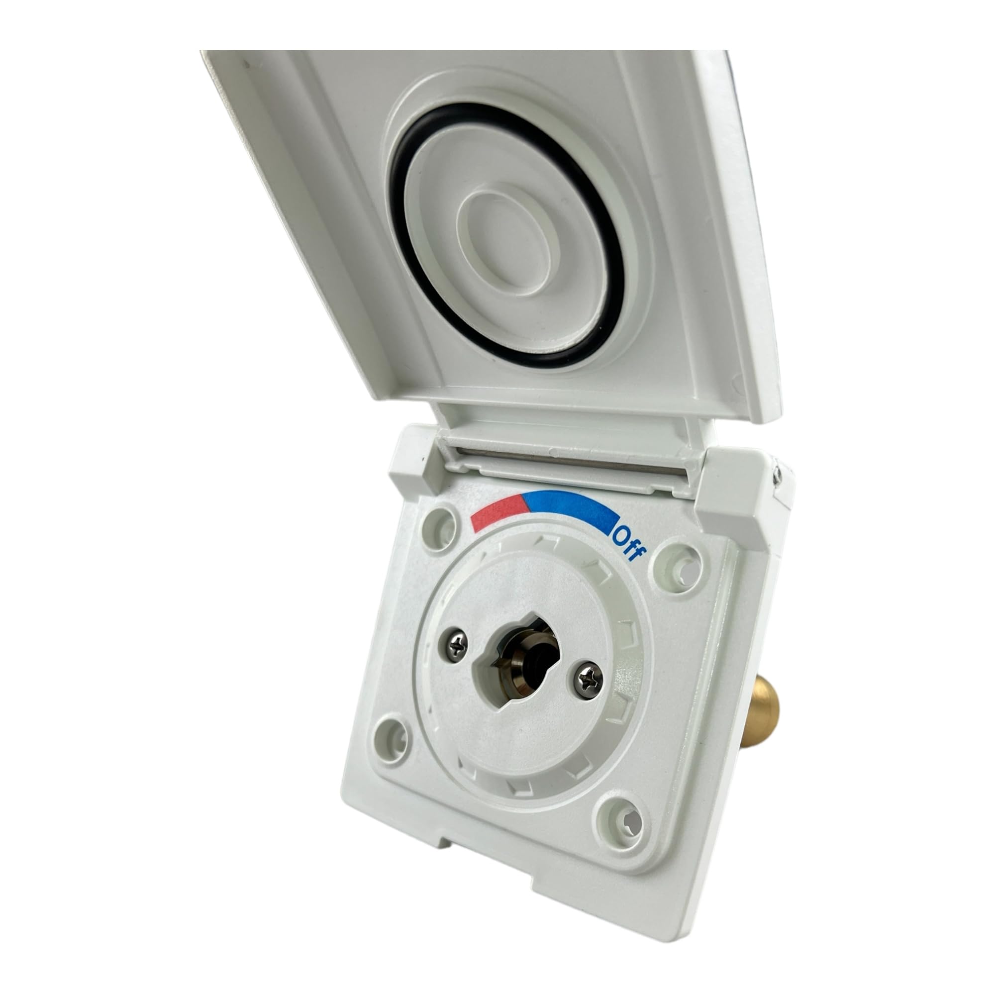 Doccia esterna per camper, roulotte, caravan, barca, colore bianco, con tubo da 1,5 m, controllo freddo e caldo