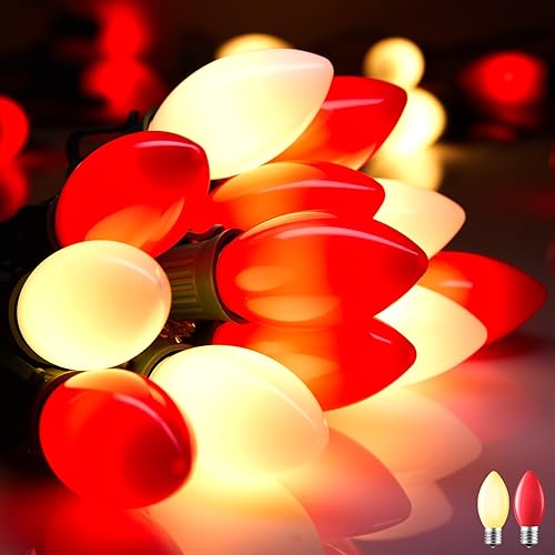 Luces LED vintage C9 de Navidad para exteriores, 50 pies de cadena de luces C9 con 50 bombillas mate inastillables, luces impermeables conectables