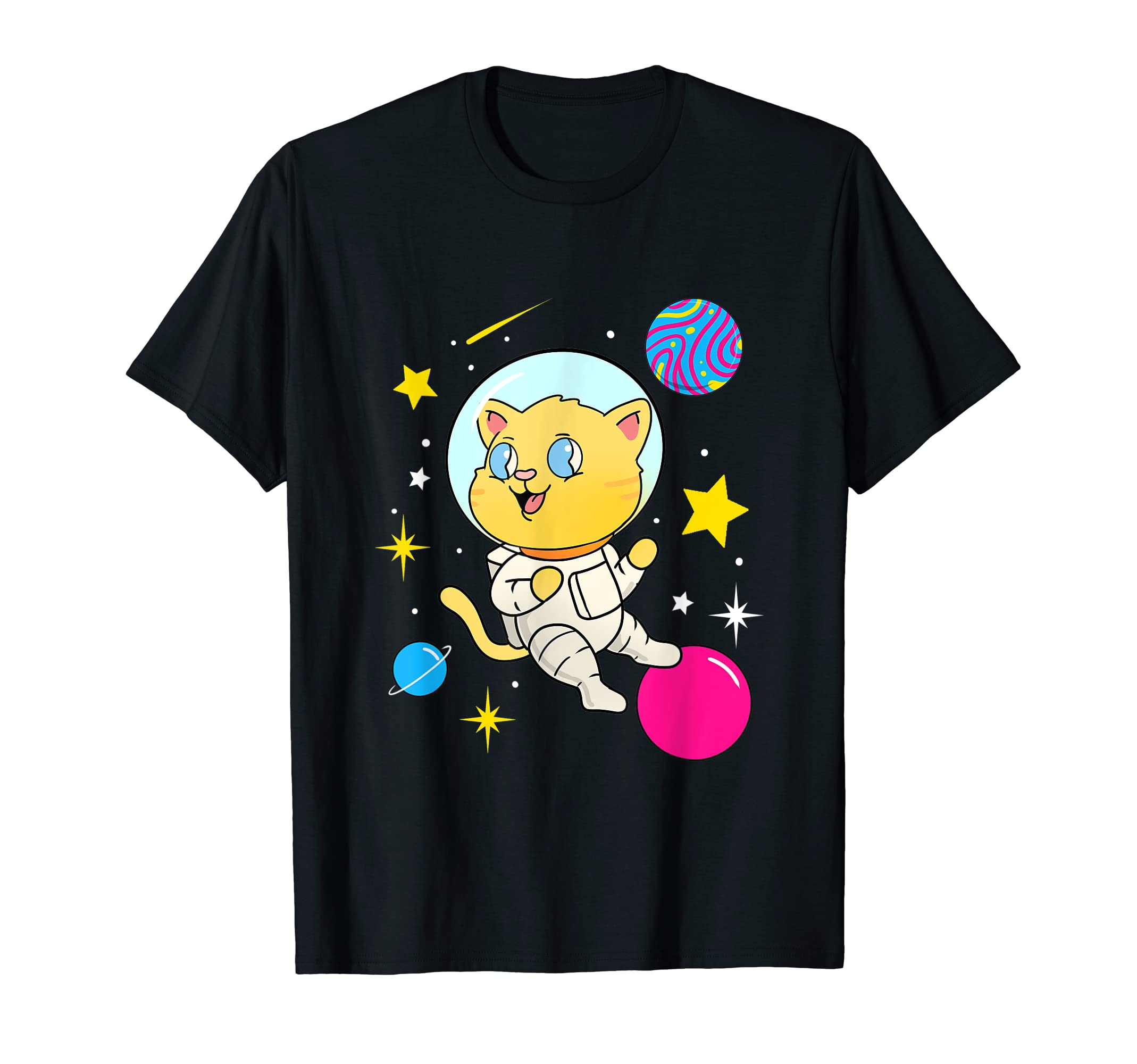 Pansexual Cat In Space Pan Pride T-Shirt, Black