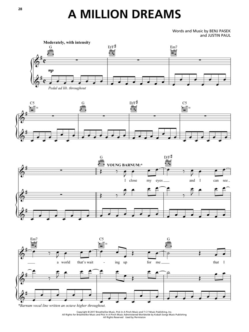 The Greatest Showman - Piano/Vocal/Guitar Songbook | Official Movie Soundtrack Sheet Music for Intermediate Players | 9 Songs by Pasek and Paul | Music Book for Practice, Performance, and Teaching