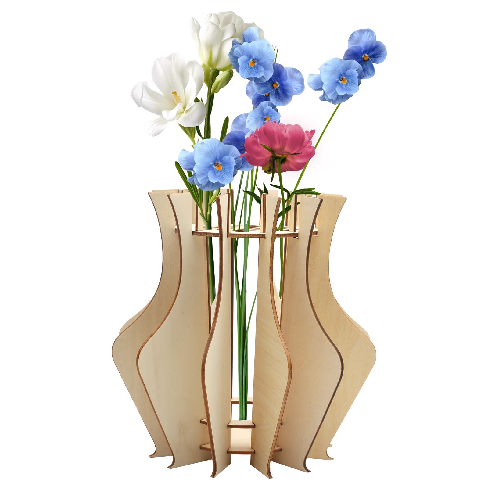 TNSLAND Jarrón para Flores Jarrón Puzzle 3D Florero Rompecabezas de Madera Jarrón para Flores Jarrón para Girasol Tulipán Orquídea Cerezo en Flor