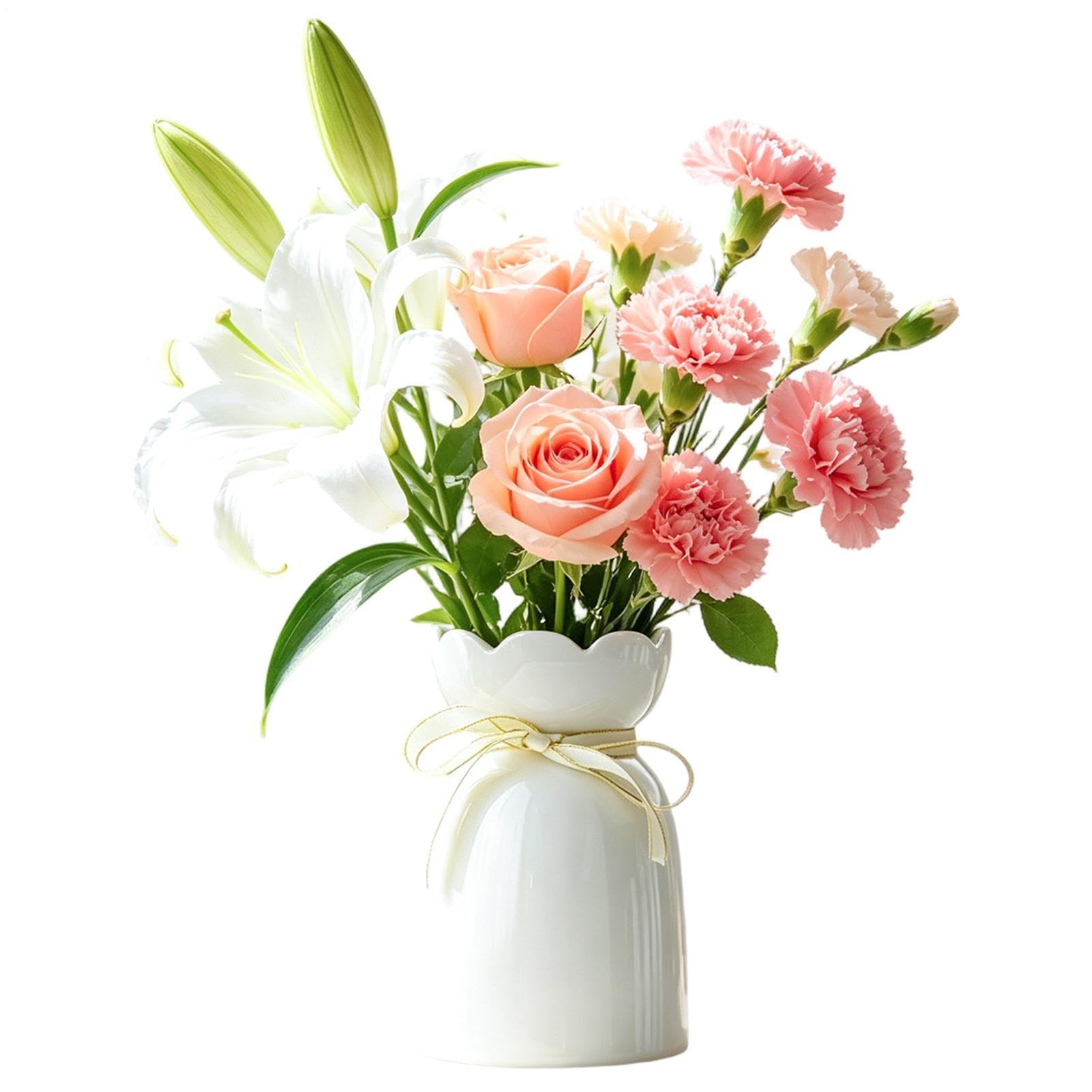 Jarrón de flores de cerámica elegante hecho a mano para decoración sofisticada de salón