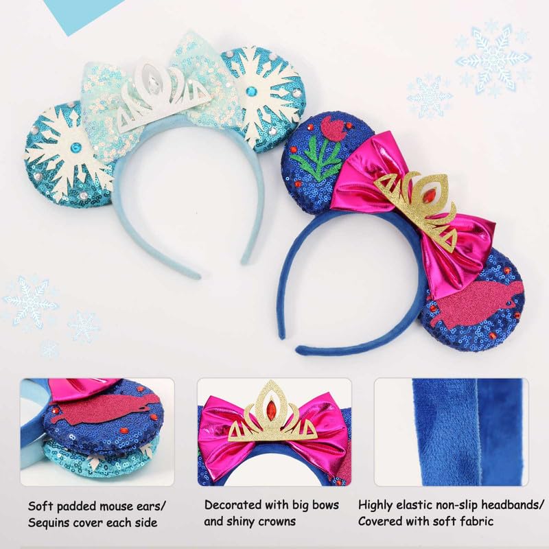 Miniatura 5 de Diadema de orejas de ratón, orejas de ratón de lentejuelas para mujeres y niñas, diadema de lazo brillante para juegos de rol, decoración de fiesta