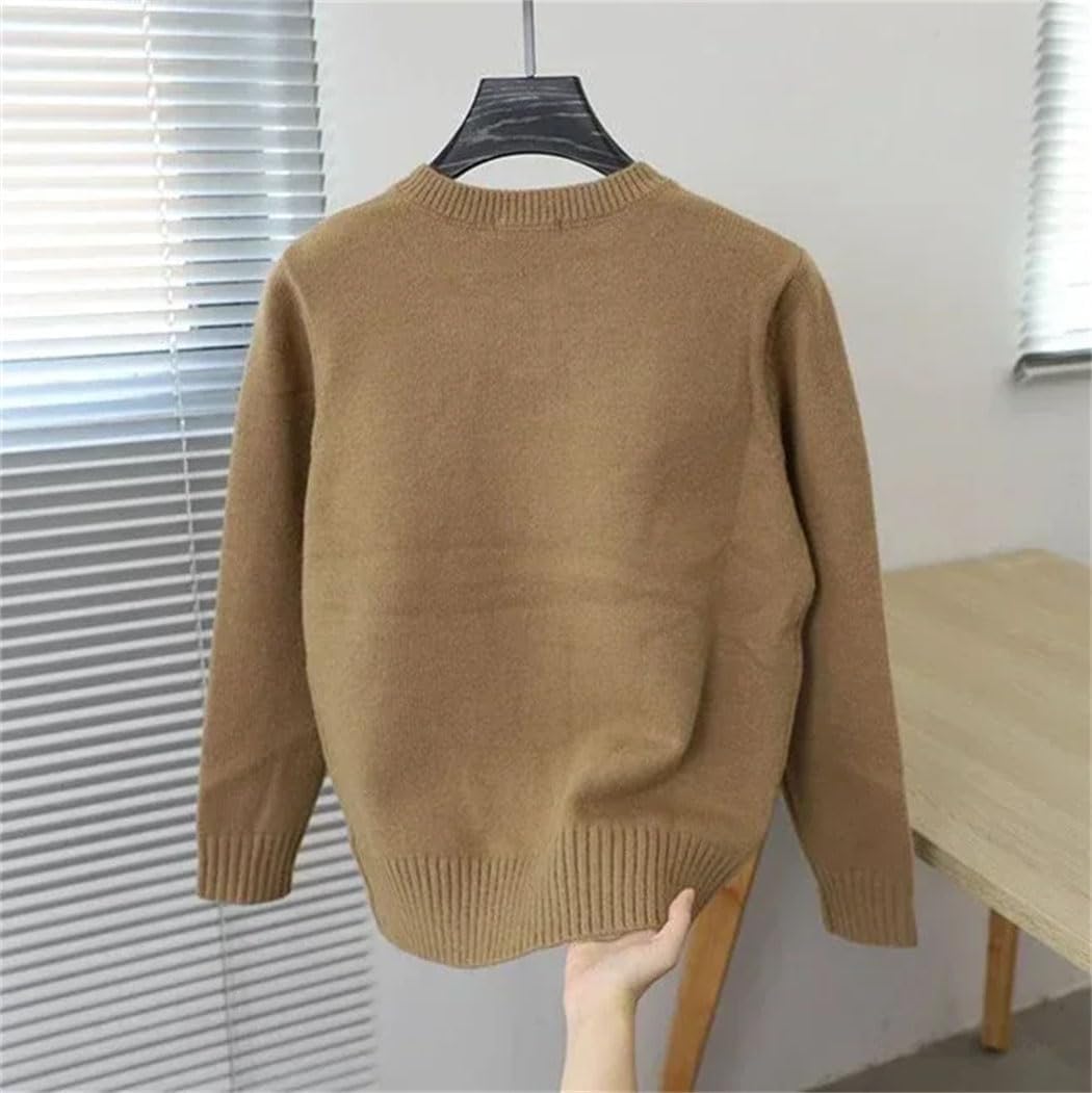 Men's Long-Sleeve V-Neck Knit Sweater Smooth Plain Korean Style Pullovers Fall Winter Soft Warm Sweatshirts