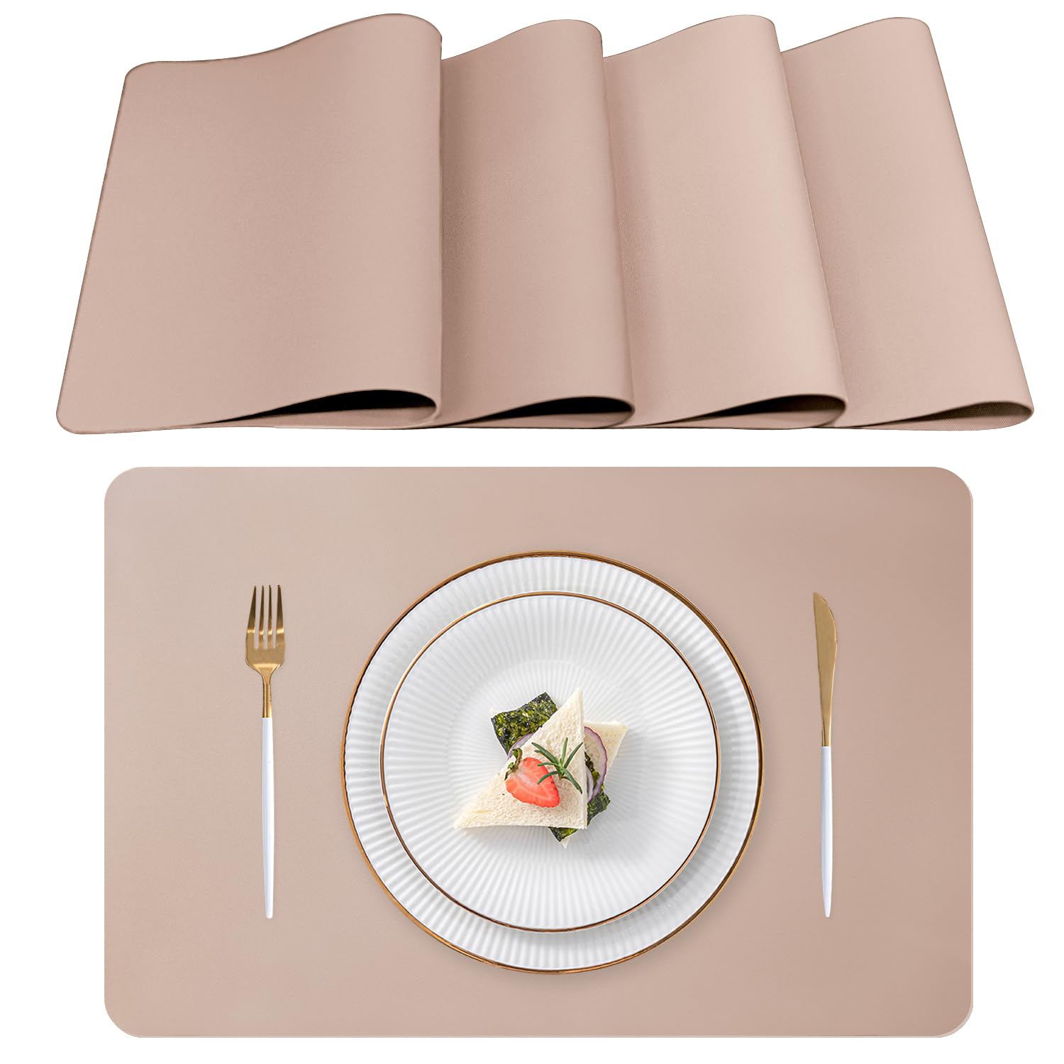 Lumaca Manteles Individuales Lavables, Juego de 4 Salvamanteles Individuales, Resistentes al Calor, Antideslizantes, para Mesa de Cocina y Restaurantes,Rosa
