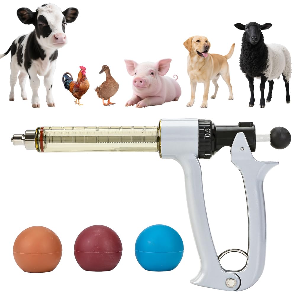 25ml Semi-Auto Repeating Livestock Syringe Gun, 5 Dose Settings