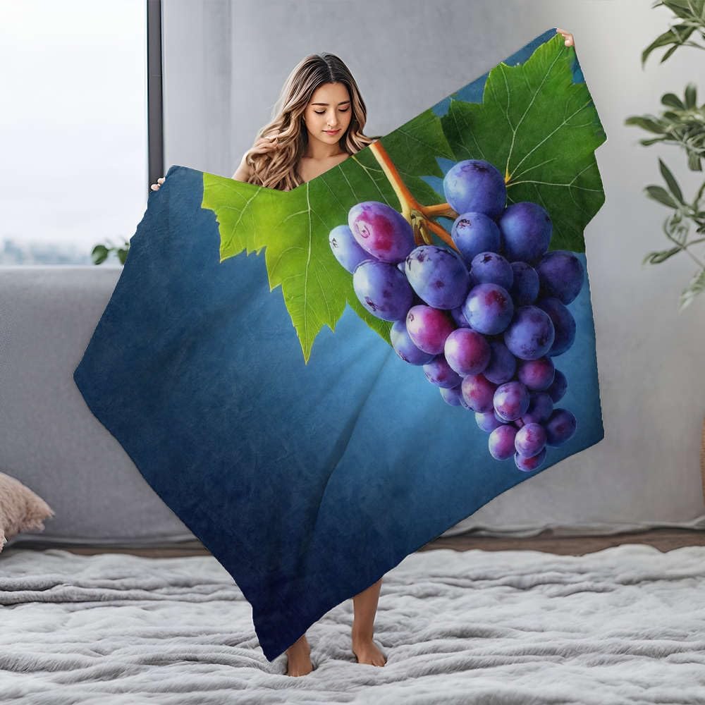 Couverture flanelle 125x150 cm jeté de lit motif grappe de raisin