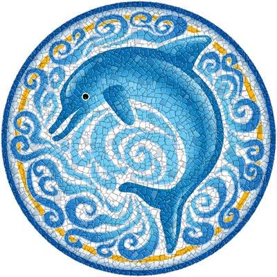 AquaArt 23" Medium Mosaic Single Dolphin Drop in Swimming PoolArt
