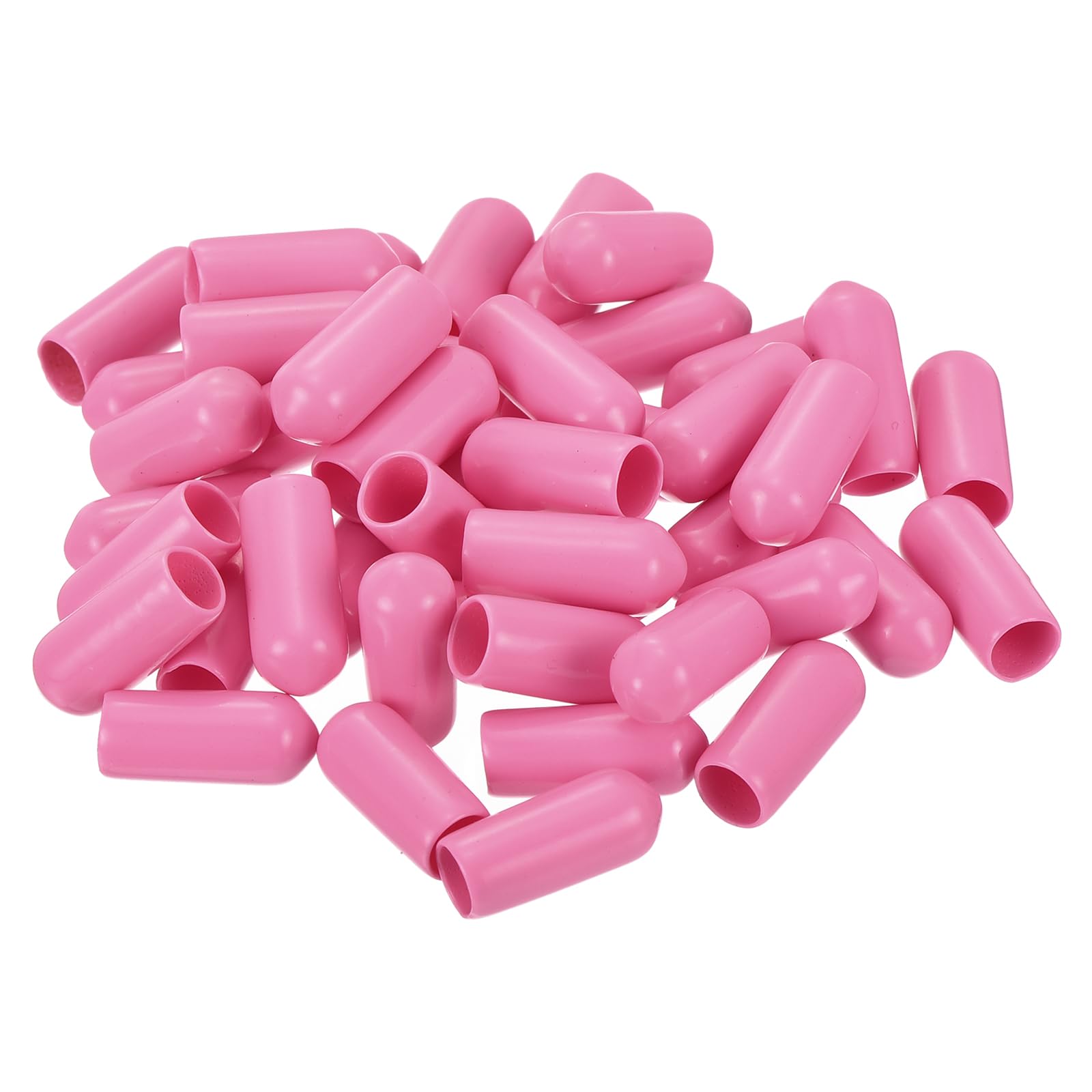 uxcell 100pcs Rubber End Caps 6mm(1/4 inch) ID Vinyl PVC Round Tube Bolt Cap Cover Screw Thread Protectors Pink