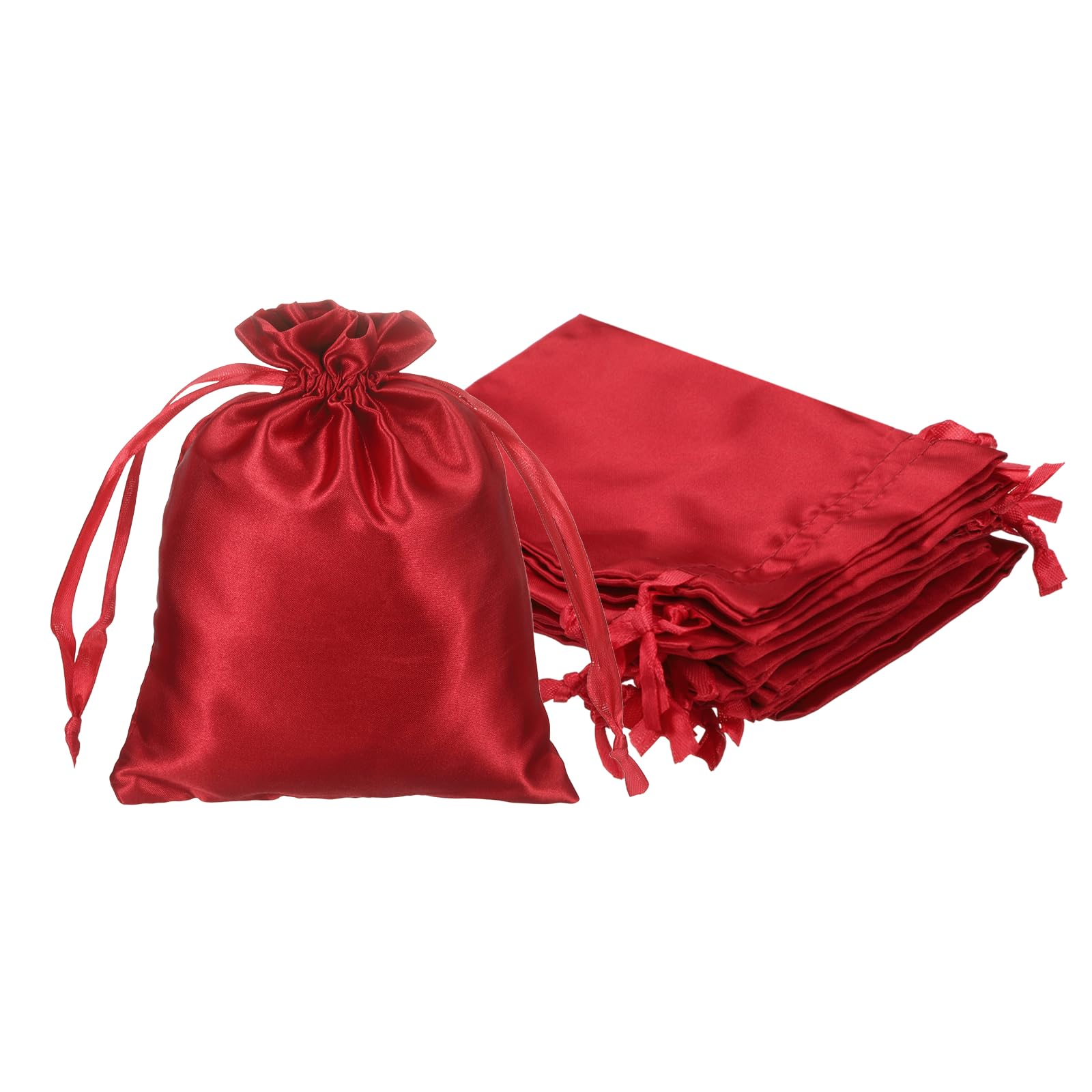 PATIKIL Satin Drawstring Favor Bags, (8" x 6", Burgundy) (6Pcs), Satin Gift Bags Gift Pouches with Drawstrings, Suit for - Wedding/Festival/Birthday/Celebration