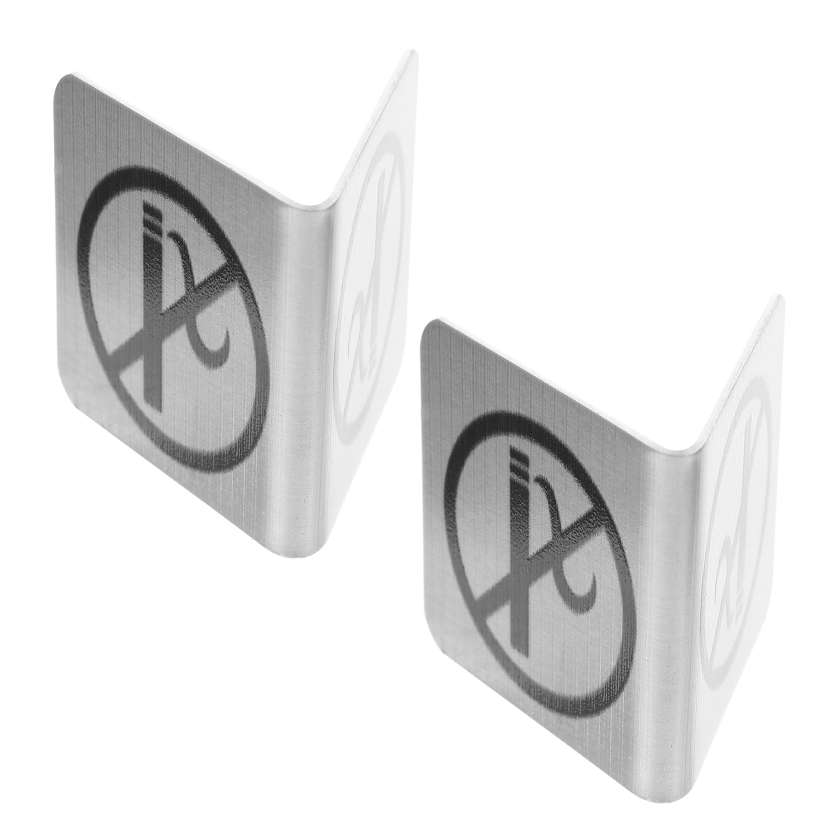 PRETYZOOM 2pcs Stainless Steel No Smoking Sign Table Top Desk Signage for Indoor Outdoor Home Office Banquet Wedding