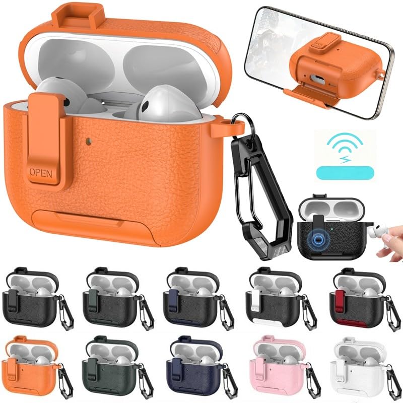 Protège boîtier AirPods 4 cuir rigide vert pour éviter les rayures - 2