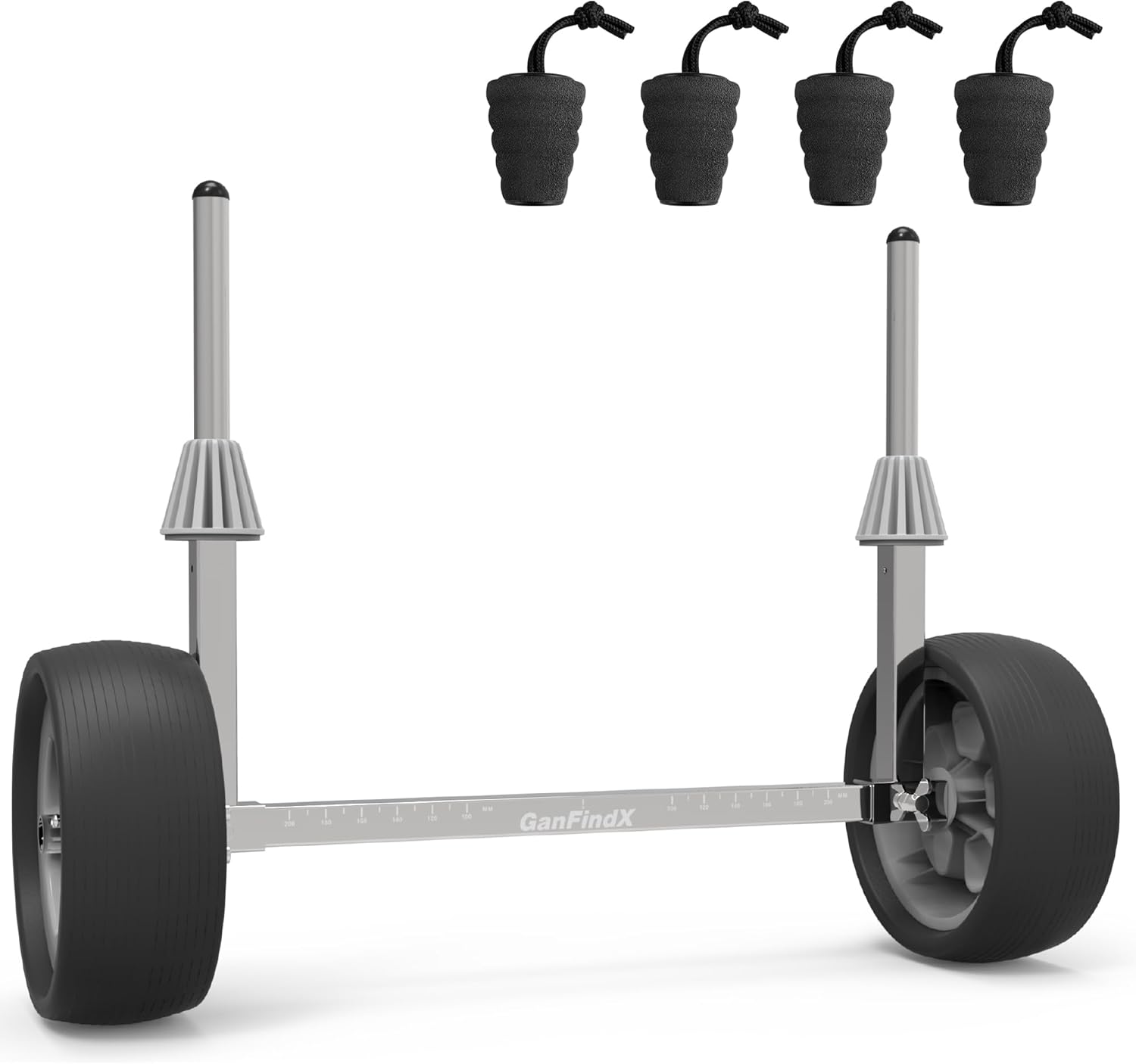 GanFindX Quick-Detachable Stainless Steel 304 Sit on Top Kayak Cart Dolly with Flat-Free Wheels, Width Adjustable Kayak Wheels & 4 Pack Glitter Black Kayak EVA Scupper Plug Kit, Fits 1.4-1.8″ scupper GanFindX Quick-Detachable Stainless Steel 304 Sit on Top Kayak Cart Dolly with Flat-Free Wheels, Width Adjustable Kayak Wheels & 4 Pack Glitter Black Kayak EVA Scupper Plug Kit, Fits 1.4-1.8″ scupper