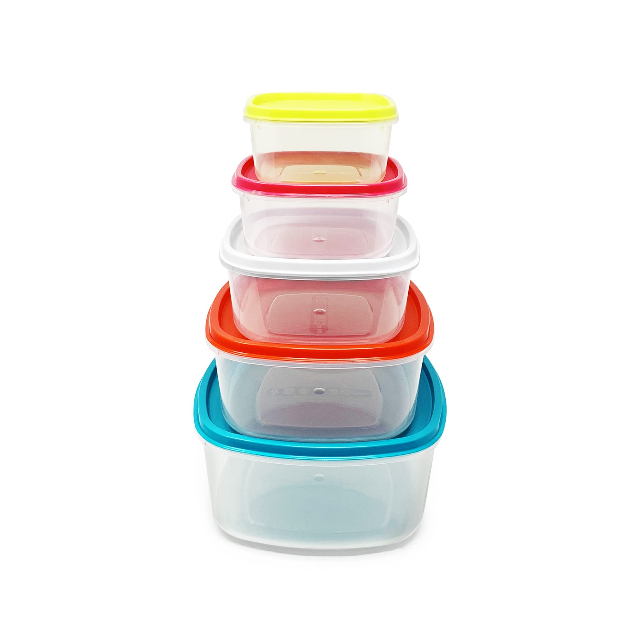 Plastific Green Pack Of 5 Food Storage Containers With Lids, 220Ml, 350Ml, 600Ml, 1200Ml & 2000Ml Airtight Bpa Free Kitchen Storage Boxes, Stackable Leakproof Meal Prep Containers, Microwave & Freezer Safe