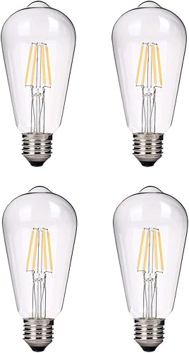 emark - Bombilla LED equivalente a 40 W, color blanco suave (2700 K) ST64 regulable, base media E26 (blanco suave, 4 unidades) emark - Bombilla LED equivalente a 40 W, color blanco suave (2700 K) ST64 regulable, base media E26 (blanco suave, 4 unidades)