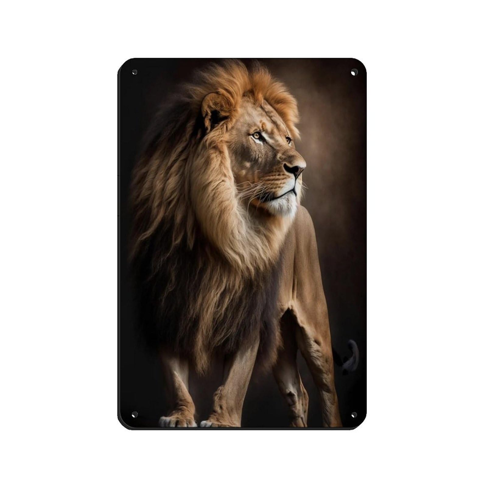 Lxwnze Men's 20L X 30W Cm Majestic Sovereignty-Majestic Lion Tin Sign Vintage Metal Pub Club Cafe Bar Home Wall Art Decoration Poster Retro 8X12inch(20X30cm)