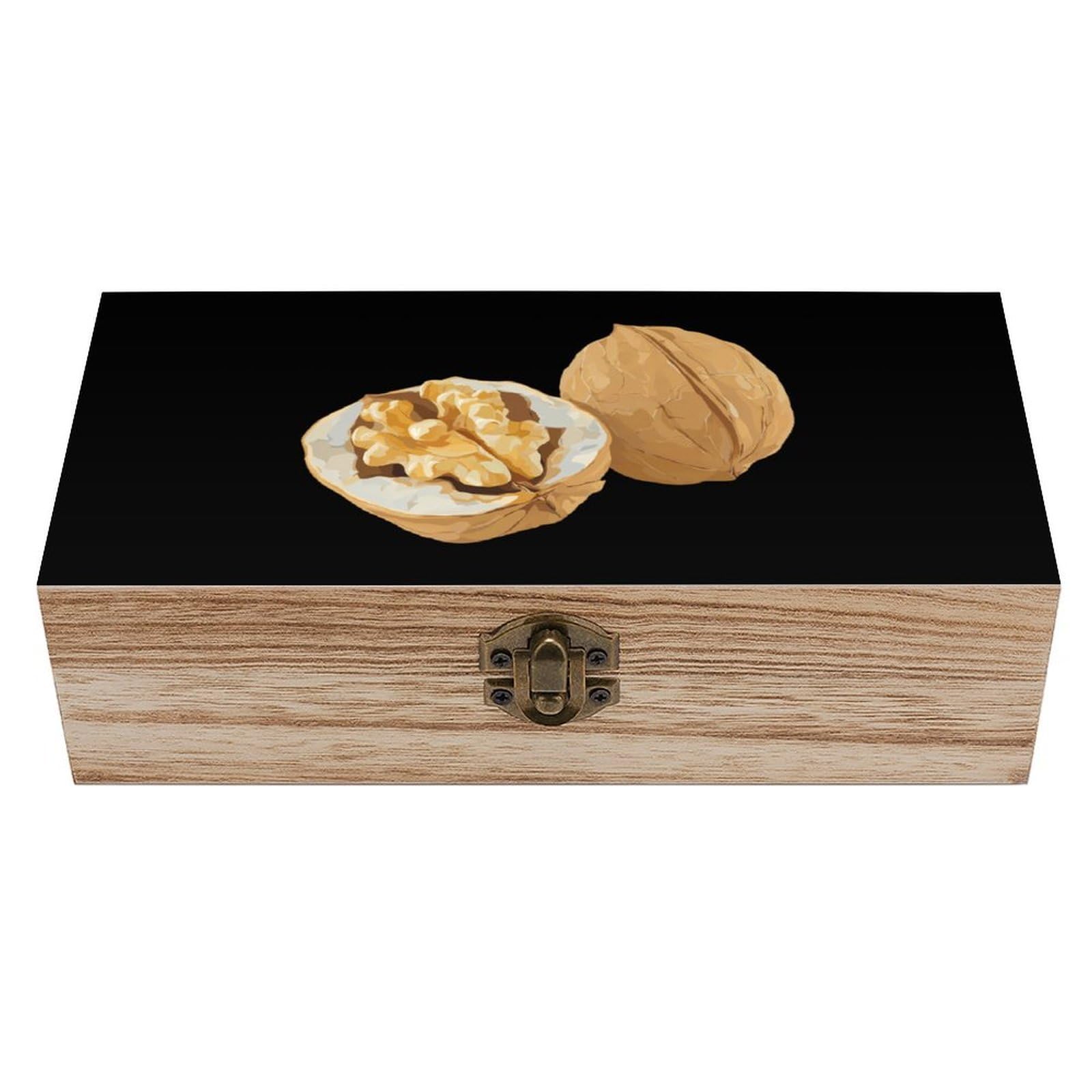 HLBSDM Walnut Nut Wooden Storage Box Craft Memory Keepsake Treasure Chest Box Jewelry Organizer