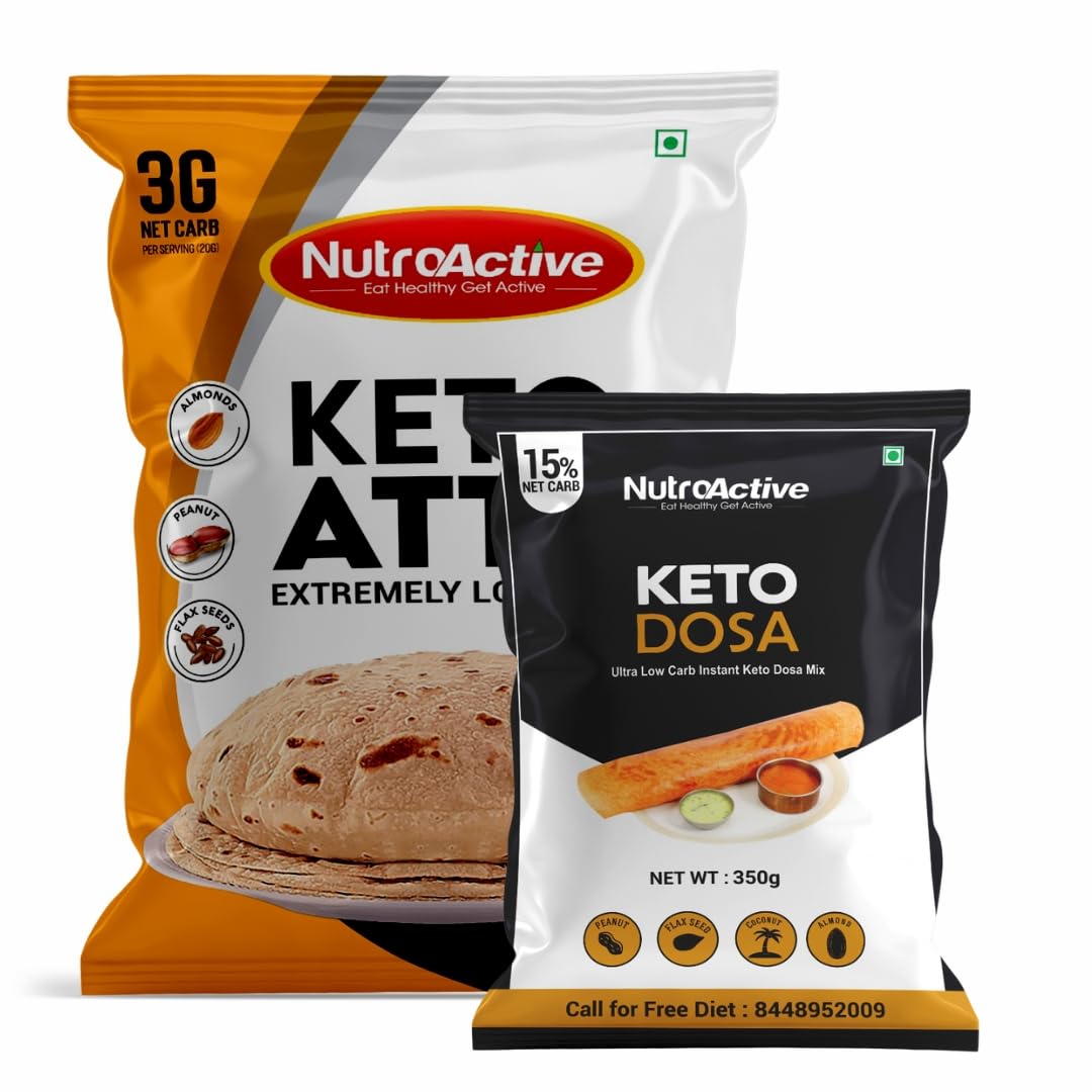 Sponsored Ad - NutroActive Keto Atta Extremely Low Carb Flour - 1kg with NutroActive Keto Dosa Mix Gluten Free - 500 gm