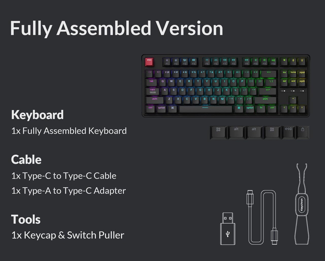 Keychron C3 Pro 8K – Tastiera Meccanica Wired 80% TKL ISO-IT con Polling Rate 8000Hz, QMK, Keycaps ABS, RGB, Hot-Swap e Switch Super Red