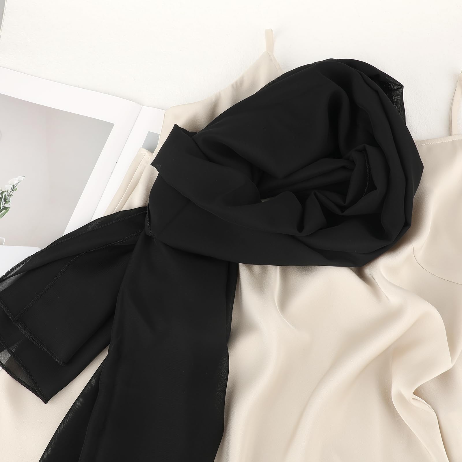 Jeffdad Sheer Chiffon Schal, Stola für Abendkleid Damen Halstuch, 200 x 70 cm Soft Chiffontücher Leichter Schultertuch Sommer Schal Damen Festliche Stola für Hochzeit Braut Party
