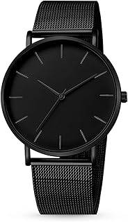 Relógio masculino preto resistente à àgua 40mm minimalista ultra fi
