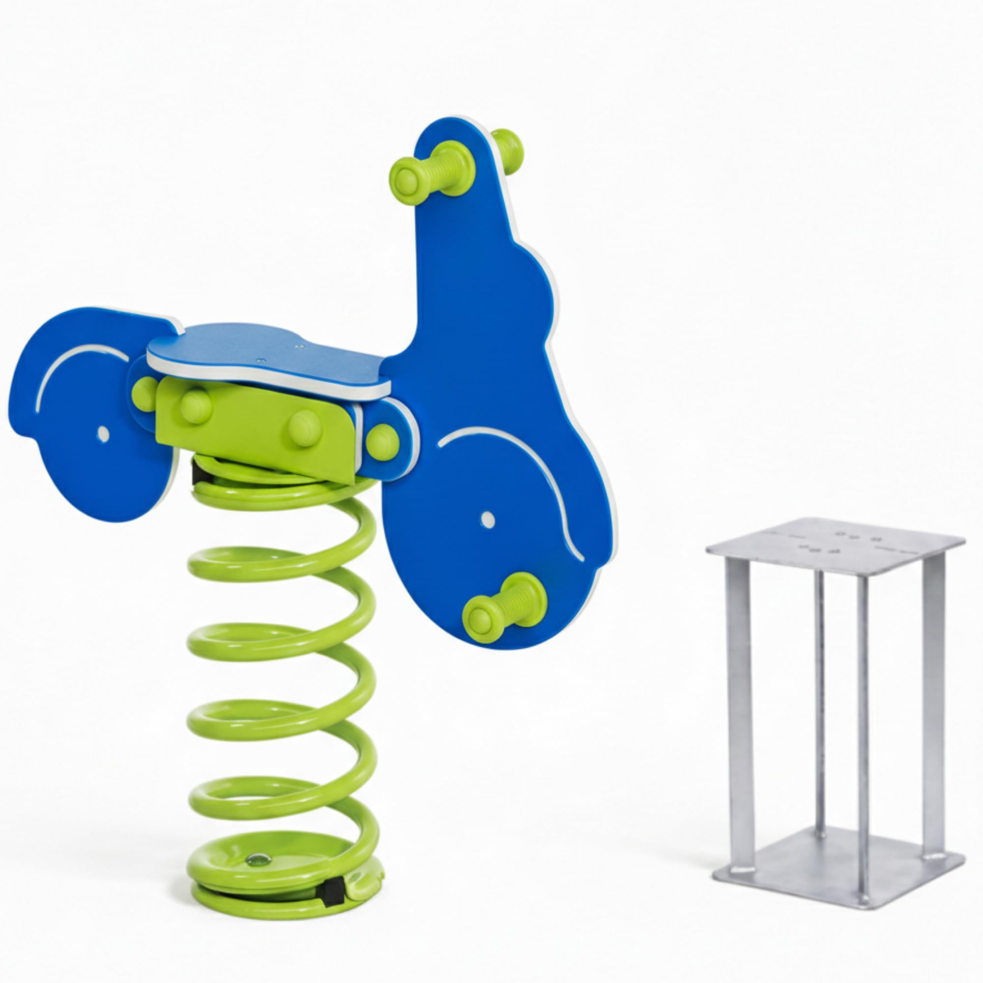 Federwippe Roller Schaukelwippe DIN EN 1176 geprüftes | Wipptier für öffentliche Spielplätze, Kindergarten und Kommunen aus HDPE Kunststoff Federtier inkl Bodenanker