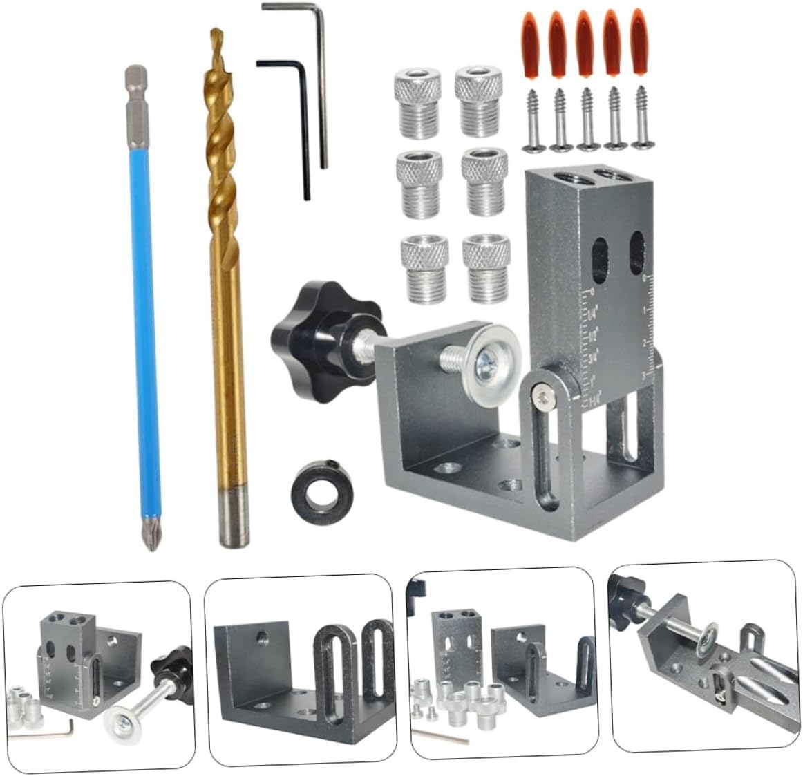 DOITOOL 1set Adjustable Inclined Hole Positioner Tool Clamps for Accurate Drilling and Woodworking Easy to Use Lightweight for Home Projects and Professional Applications