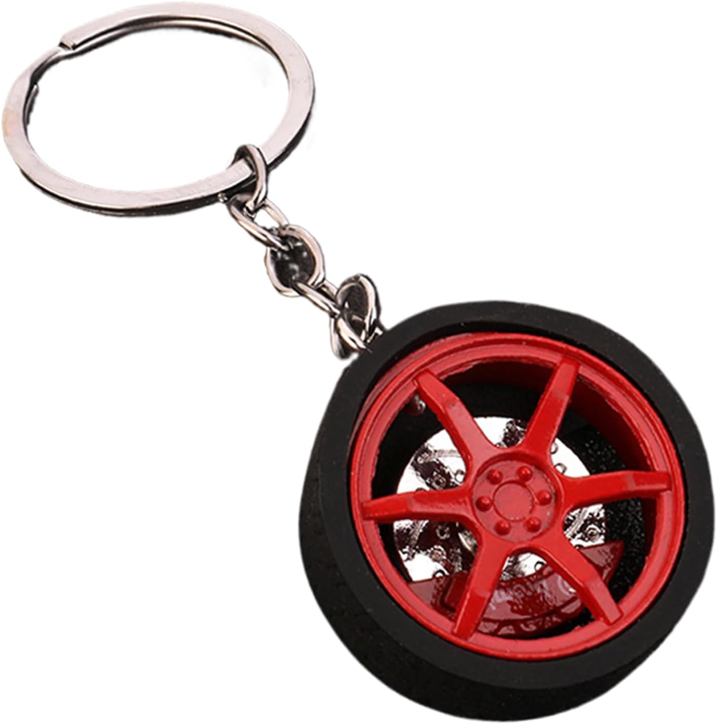 Car Wheel Model Keychain, Simulation Tyre Auto Key Ring Pendant, Stylish Creative Metal Car Modified Wheel Parts Keyring, Wheel Tyre Auto Keychain For Car Lover