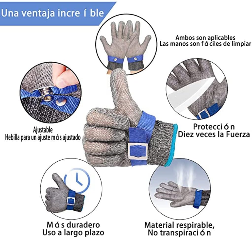 Cut Resistant Glove 316 Stainless Steel Cut Resistant Gloves, Food Grade Non-Slip Safety Work Gloves, Comfortable and Breathable (Size : 1pcs/XXXL)