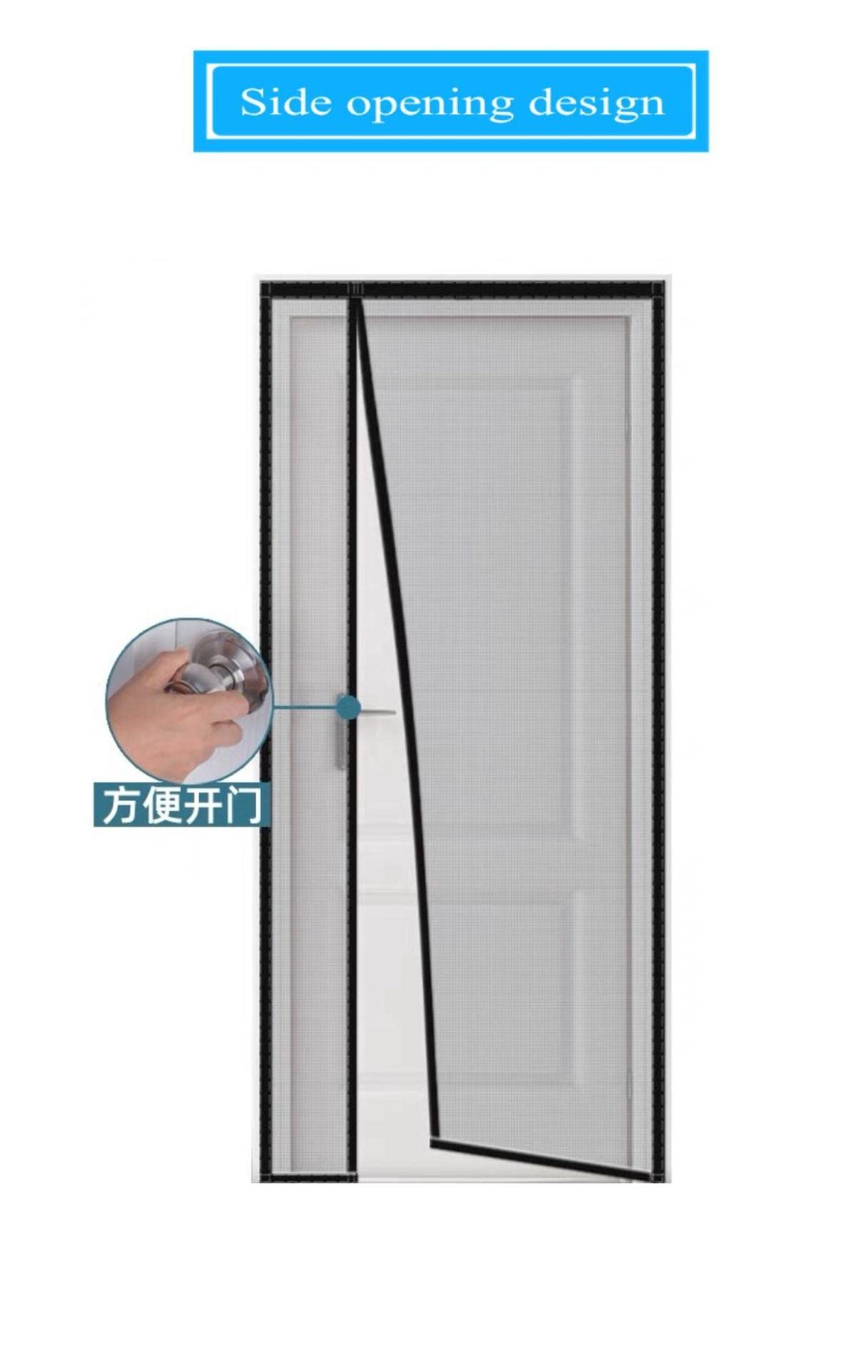 Anti-Moskito-Türvorhang für Zuhause, Schlafzimmer, Seite offen, magnetisch, selbstsaugend, Türaufkleber, stanzfrei, selbstklebend, 90 x 220 cm, schwarz