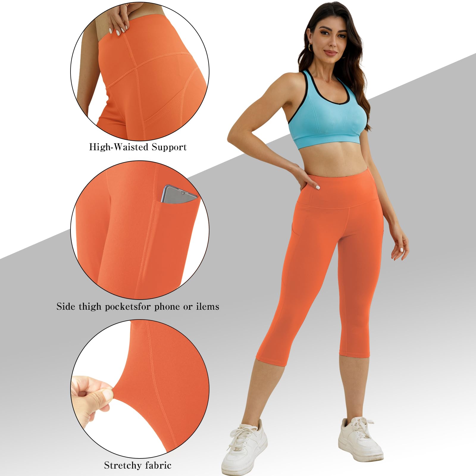 Match Pantalones de yoga activos de cintura alta para mujer con bolsillos, control de abdomen, leggings suaves como la mantequilla