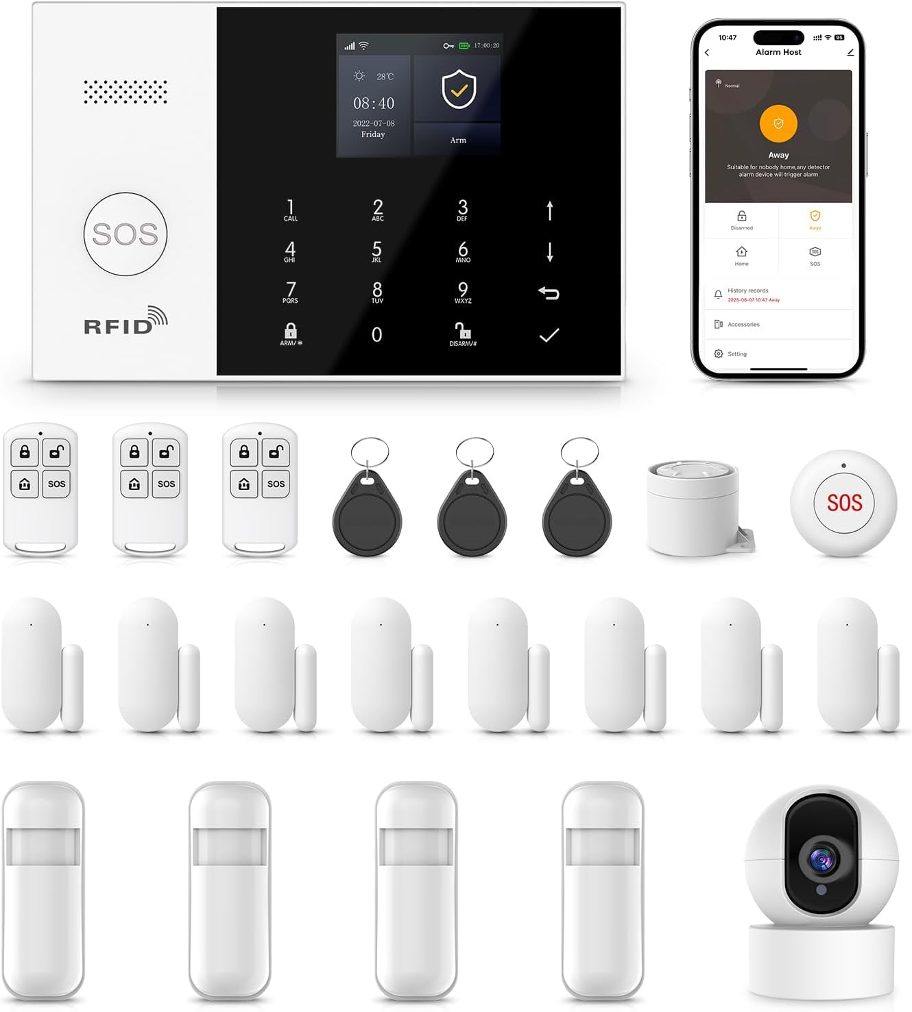 PGST 22 Piezas Sistema de Alarma WiFi/4G con Camara,Compatible con Alexa | Kit de Seguridad para el Hogar con Smart Life App,Detector de Movimiento,Sensores de puerta,Compatible con Google Home