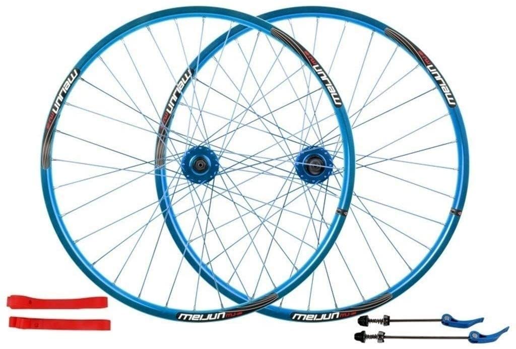 ZXGSXIOU Wheelset 26Inch MTB Bike Front and Rear Wheel,Double Wall Alloy Rims Disc Brake Cassette Fiywheel Hub 7/8/9/10 Speed 32H Bicycle Road Wheel (Color:Blue, Size 26inch)
