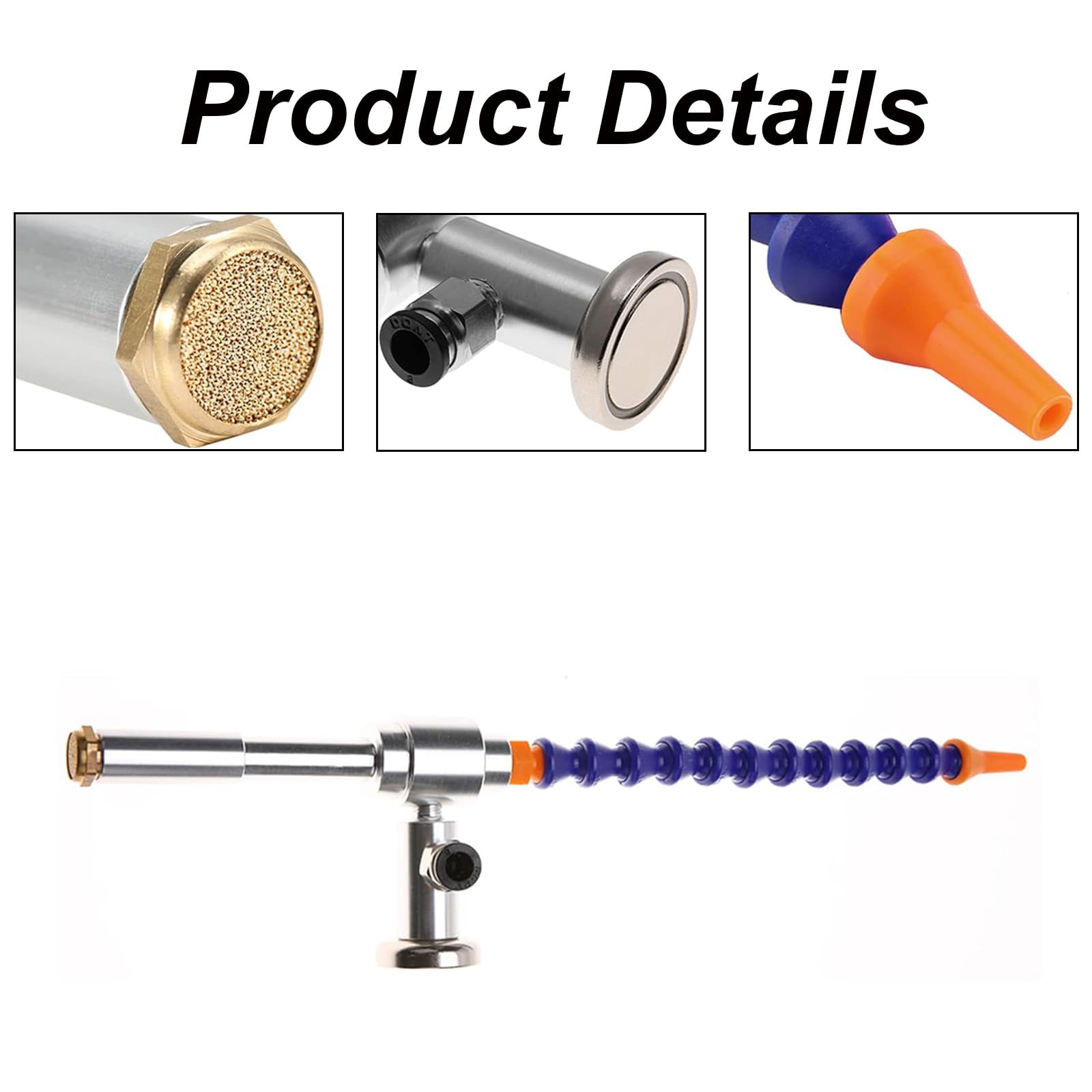Vortex - Pistola de aire frío, aleación de aluminio, proceso mecánico, pistola de enfriamiento de aire frío con tubo flexible para fresar perforación (C)