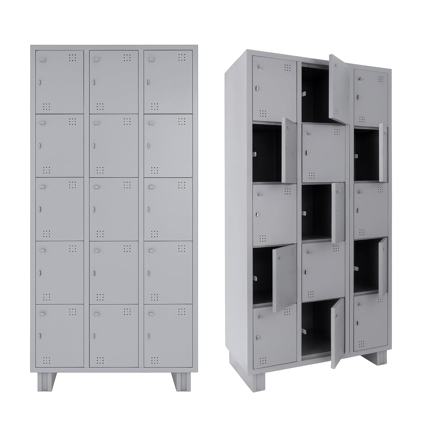 15-Door Heavy Duty CRCA Steel Employee Locker | Secure Inbuilt Locks Metal Storage Cabinet for Office, Gym, School, Factory & Hospital | Industrial Grey Security Locker | H78 x W36 x D19 Inch-image-35