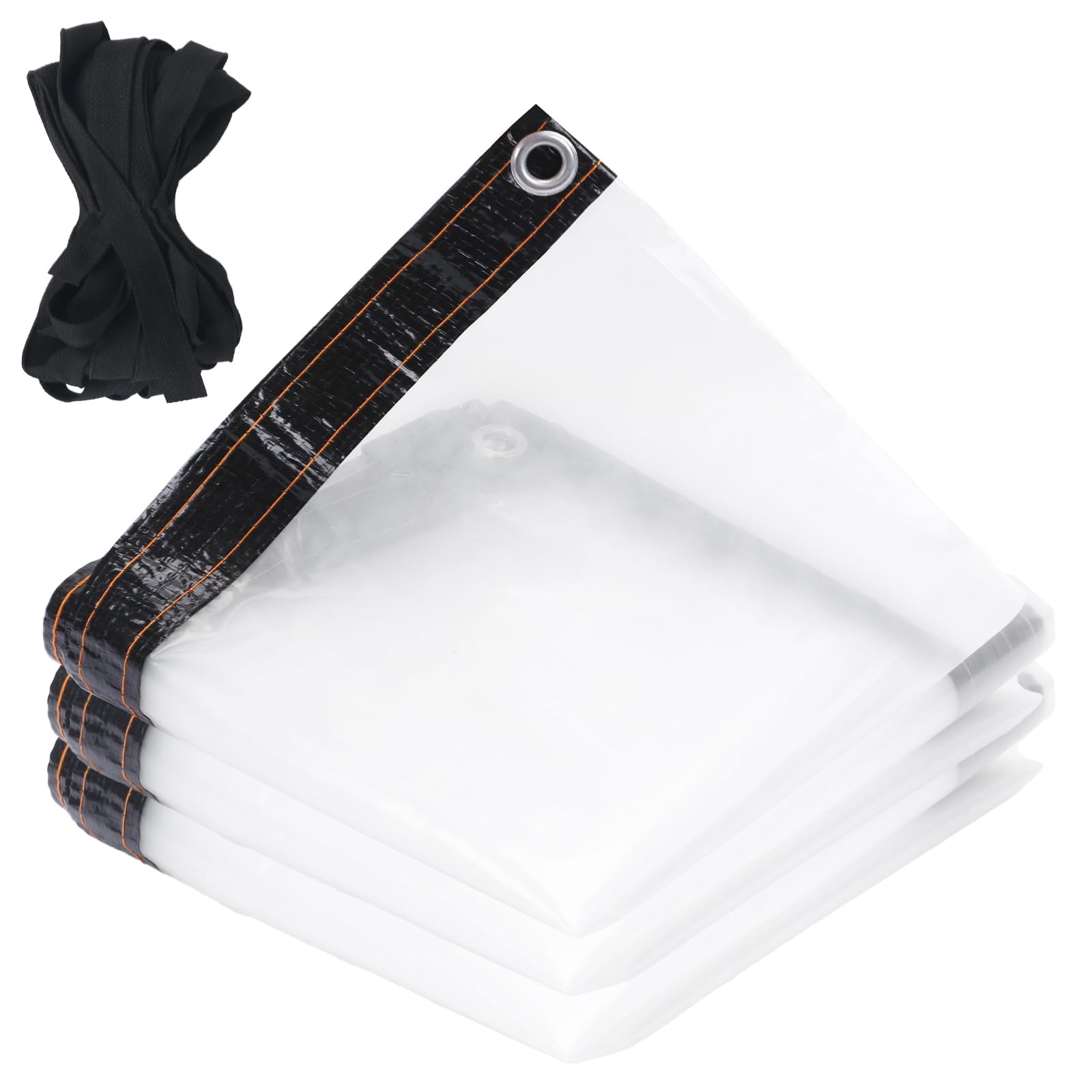 Luabue 2M x 3M Clear Tarpaulin Waterproof Heavy Duty Transparent Tarpaulin Clear Sheet Waterproof Cover Tarp with Eyelets and Rope for Home Garden Outdoor Gazebo Greenhouse Chicken Rabbit Hutch — image 1