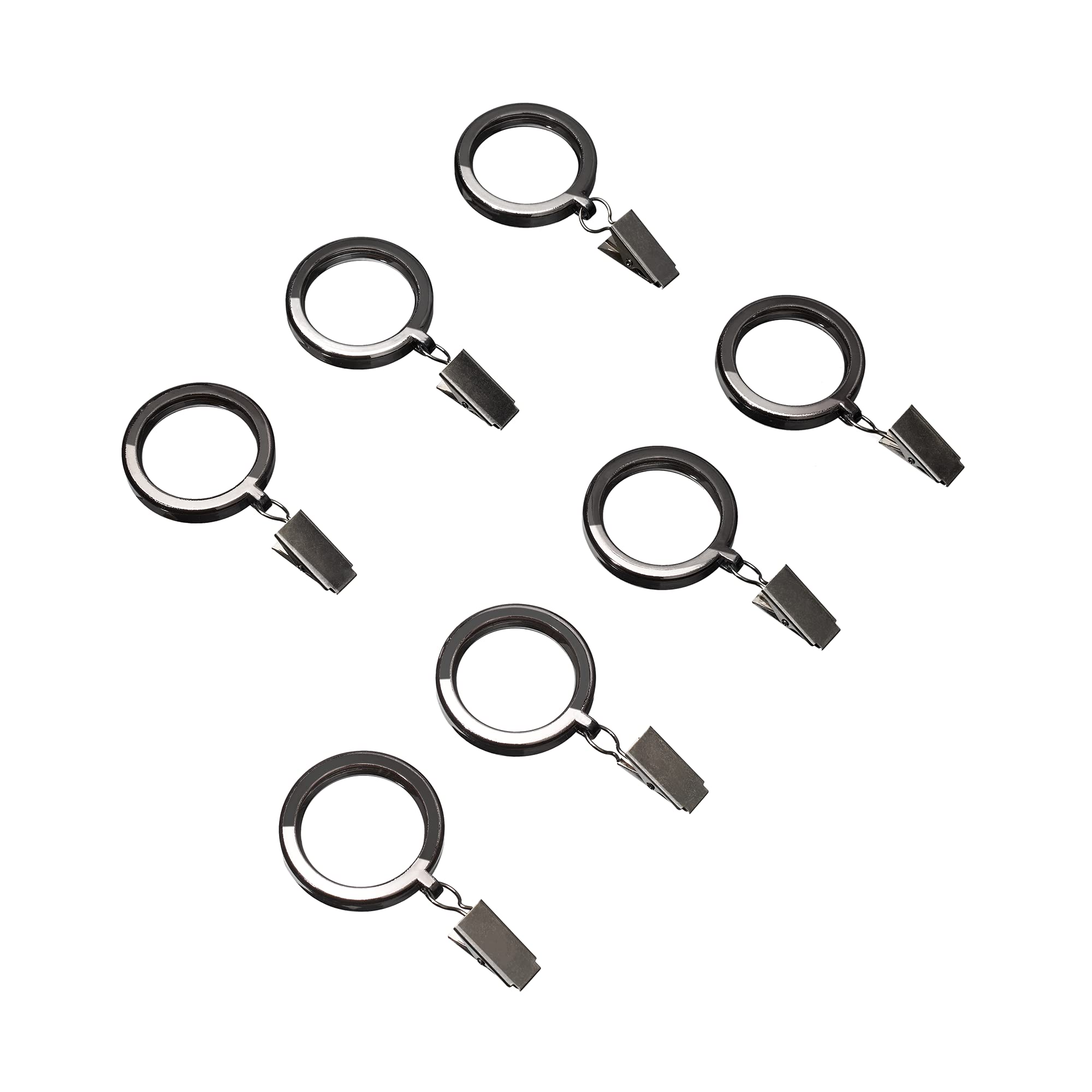 Cambria® Modern Clip Rings for Curtains and Draperies, Heavy Duty Premium Curtain Clip Rings, Modern Finishing Touch for Curtain Rods and Windows, Set of 7, 1 1/2