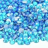 Paquete grande de diamantes de imitación de vidrio SS16, SS20 y SS30, con base plana, sin fijación térmica, redondos, para decoración de uñas - 63 Esmeralda AB - SS30, 20 g, 2880 unidades