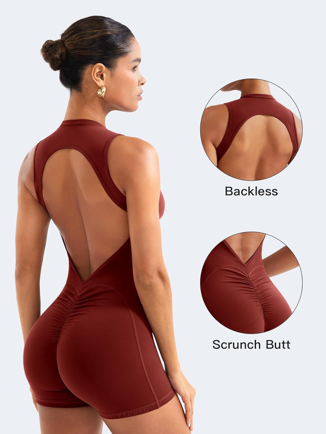 YEOREO Backless Workout Jumpsuits Women One Piece Sleeveless Jumpsuit with Pads Tessia Scrunch Butt Yoga Romper - Image 3