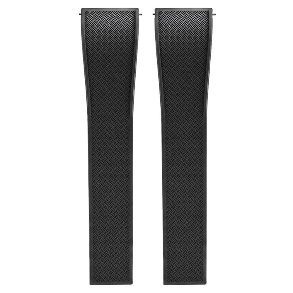 Hutbuveaw Black Cts Fluororubber Fkm Rubber Watch Strap 20/22Mm Fast Release Folding 316L Buckle Waterproof Watch Bands Watchband(,22Mm)