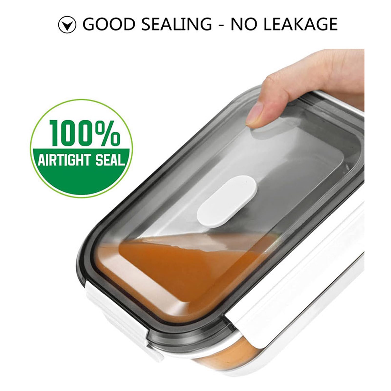 Contenedores plegables para almacenamiento de alimentos con tapa, juego de 4, aptos para microondas, congelador, lavavajillas, sin BPA, a prueba de fugas (rectangulares)