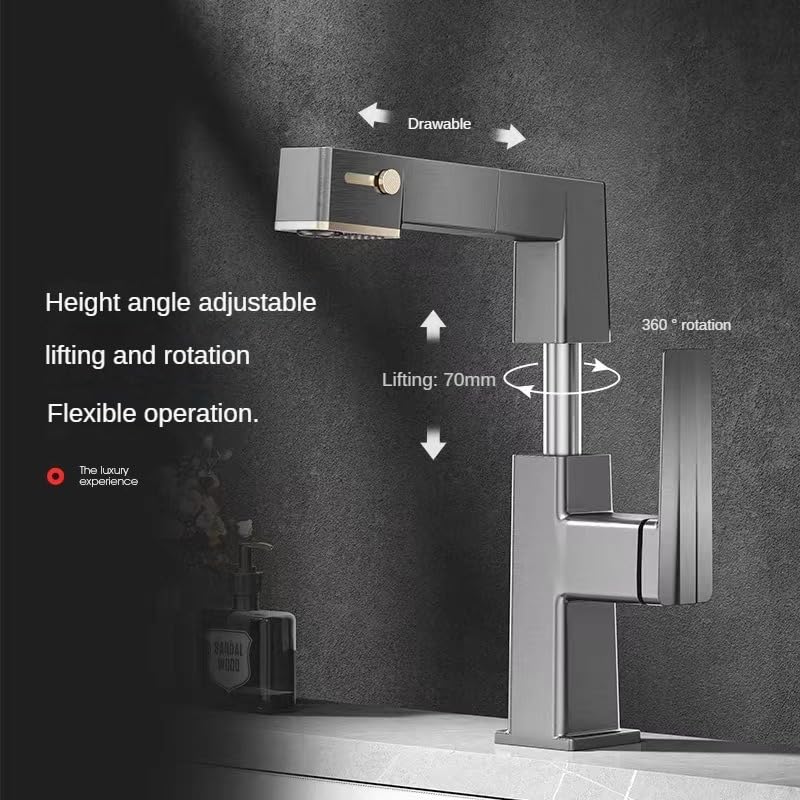Robinet d'évier numérique à rotation 720° et jet ajustable - 3