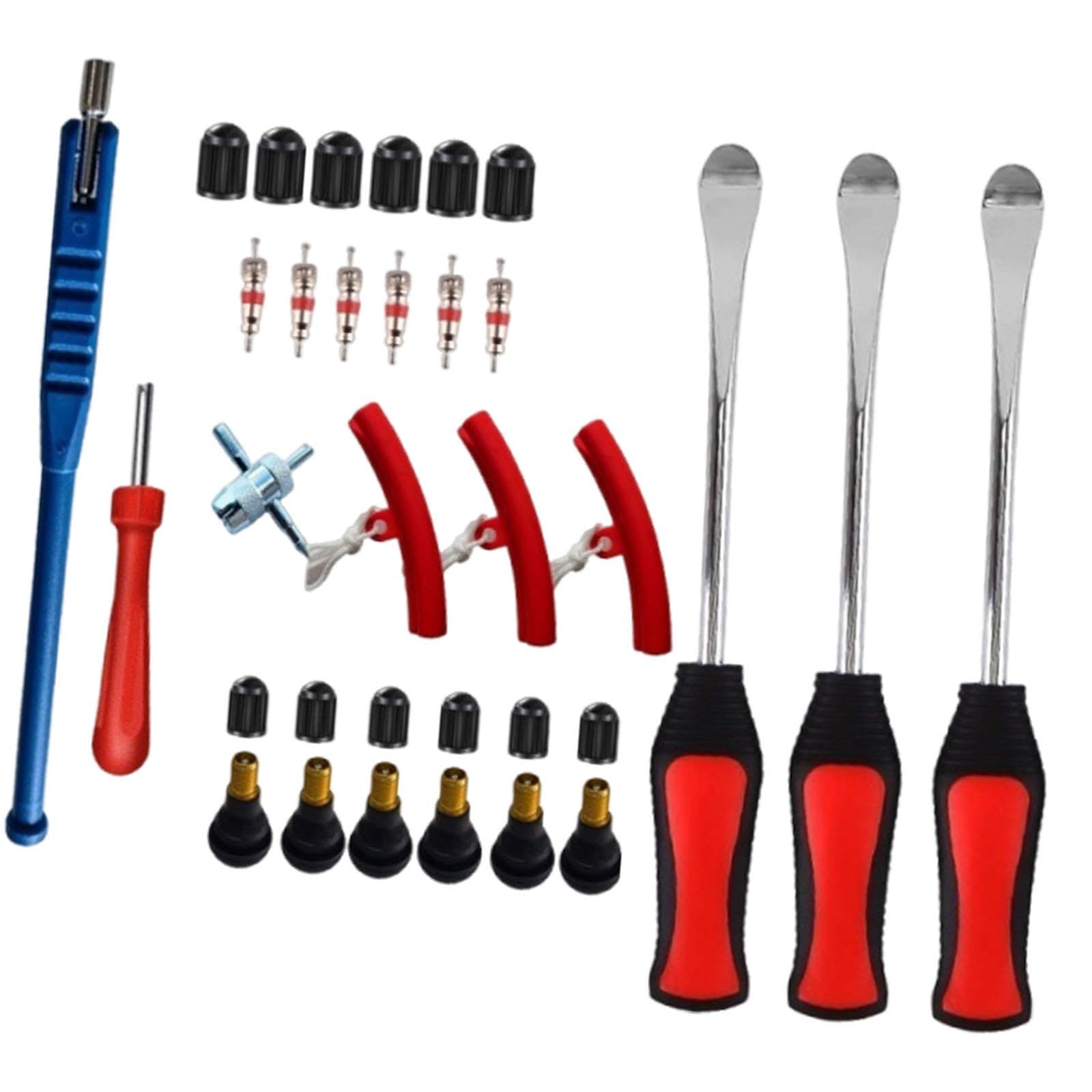 F Fityle Cucharas para Cambiar Llantas Juego Palanca Desmontaje Reparación Neumáticos Accesorio Protector Borde Acero Fuerte Adecuado para Vehículos Pequeños, 27 piezas